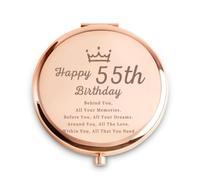 QUSTGO 55th Birthday Gifts for Women, Female Presents for 55 Year Old, Personalised Engraved Compact Mirror Gift for Her Ladies Grandma Mum Nana Aunt Wife Sister Friends