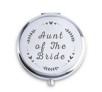 QUSTGO Aunt of The Bride Gifts, Personalised Engraved Compact Mirror, Unique Presents for Bridal Shower, Wedding, Bachelorette Party