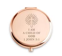 QUSTGO Christian Gift for Women Girls, Personalised Compact Mirror for Her Wife Sister Daughter, Inspirational Spiritual Small Mirror for Christmas Secret Santa Stocking Fillers Graduation Birthdays