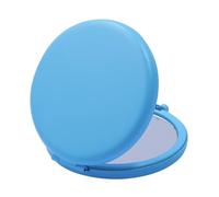 QUSTGO Compact Mirror, Pocket Travel Makeup Mirror for Purse, Metal Round Shell, 2-Sided 1X/2X Magnifying, Portable, Folding, Handheld, Deep Sky Blue, 1 Pack