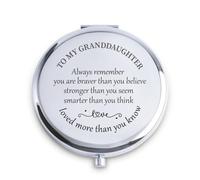 QUSTGO Granddaughter Gifts from Grandparent Grandma Grandpa, Personalised Compact Mirror, Custom Small Mirror for Christmas Secret Santa Stocking Fillers Birthdays Wedding