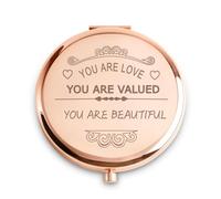 QUSTGO Inspirational Gift for Women Girls Her, Personalised Compact Mirror for Adult Teen, Custom Encouragement Small Mirror for Christmas, Secret Santa, Stocking Filler, Graduation, Birthday