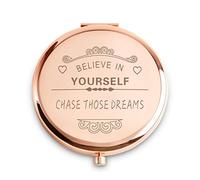 QUSTGO Inspirational Gift for Women Girls Her, Personalised Compact Mirror for Teen Adult, Custom Encouragement Small Mirror for Christmas, Secret Santa, Stocking Filler, Graduation, Birthday