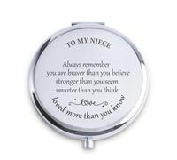 QUSTGO Niece Gift from Aunt Uncle, Personalised Compact Mirror, Custom Small Mirror for Christmas Secret Santa Stocking Fillers Birthdays Wedding