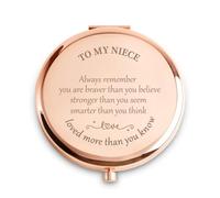 QUSTGO Niece Gift from Aunt Uncle, Personalised Compact Mirror, Custom Small Mirror for Christmas Secret Santa Stocking Fillers Birthdays Wedding