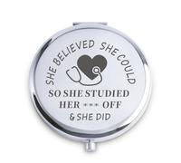 QUSTGO Nursing Gifts for Student, Nurses Gift for Women, Personalized Compact Mirror, Graduation Nurse W asket Fillers