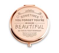 QUSTGO Personalized Gift Inspirational Compact Mirror for Women Girls Her Friends Mum Wife Sister Daughter, Custom Small Mirror for Christmas Secret Santa Stocking Fillers Graduation Birthdays