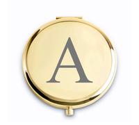 QUSTGO Personalized Gift Monogrammed Initial Compact Mirror for Women Girls Her Friends Mum Wife Sister Daughter, Custom Small Mirror for Christmas Secret Santa Stocking Fillers Graduation Birthdays