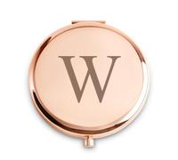 QUSTGO Personalized Gift Monogrammed Initial Compact Mirror for Women Girls Her Friends Mum Wife Sister Daughter, Custom Small Mirror for Christmas Secret Santa Stocking Fillers Graduation Birthdays