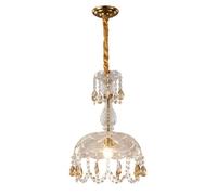 QUSYZD 23CM Scandinavian Brass Crystal, Adjustable Height Light Shape Hanging Fixture for Bedroom, Kitchen Island, Study,28CM