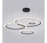 QUSYZD 3-Ring Modern LED Black Dimming Circular Round for Dining Table Nordic Farmhouse Large Pendant Lights Kitchen Island Living Room Bedroom Hotel Foyer Offic,A-40+60+80+100M