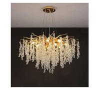 QUSYZD Crystal Modern Living Room Hanging Lamp Dining Table Villa Modern Raindrop Crystal Decor Pendant Light,Enhance Your Experience,Cool light-Dia80CM