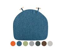 QUSYZD cushion Kitchen Chair Cushions, Set of 1 with Ties, Farmhouse Style Chair Cushions for Dining Chairs, 4 Pack U Seat Cushions for Dining Chairs, 17 x 17 Inch, Non,Blue-2 Pack