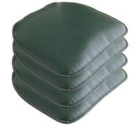 QUSYZD Dining Chair Cushions Set of 6 Waterproof Leather Seat Pads with Non-Slip Backing Beige 6 Pack,Dark Green-a-Set of 4