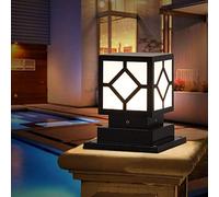 QUSYZD E27 Square Courtyard Post Light Exterior Rainproof Post Pillar Light Pool Landscape Street Lighting Outdoor Die-cast Black Aluminum Pillar Column Lamp Fence Garden Villa,