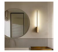 QUSYZD Long Strip Line Copper Wall Sconce Living Room Decoration Vintage Nordic LED Lighting Background Modern Bedroom Bedside Lamps,Short Copper-Neutral light(4000K)