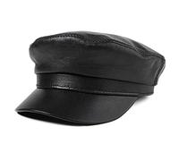 QUSYZD Men's Newsboy Hat for Women Fisherman Sailor Leather Driver Hat Winter Autumn Fiddler Hat Flat Cap,Black-7 1/8-7 3/8