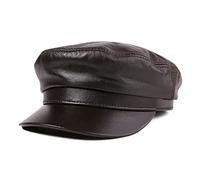 QUSYZD Men's Newsboy Hat for Women Fisherman Sailor Leather Driver Hat Winter Autumn Fiddler Hat Flat Cap,Brown-6 7/8-7 1/8