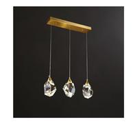 QUSYZD Modern Crystal Pendant with 3 Lights - Nordic Round Linear LED Ceiling Lamp for Dining Room Over Table Contemporary Lighting Fixture Kitchen Island, Restaurant, Bar,