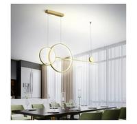 QUSYZD Modern Double Ring Round LED Ceiling for Living Dining Table Room Kitchen Island, Enhance Your Experience,Gold-Cold White