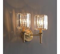 QUSYZD Modern Home Decoration Antique Brass Crystal Wall Sconces Indoor Double Head Wall Mounted Light Candle Sconce Modern Luxury Ball Wall Lamp Bathroom Vanity Light for,2 Lights