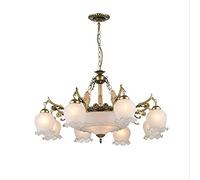 QUSYZD Modern Mid Century Vintage Glass Modern Semi Flush Mount Pendant Light Antique Brass Finish Hanging Ceiling Light Fixtures for Bedroom Dining Room Restaur,Bronze-8 head