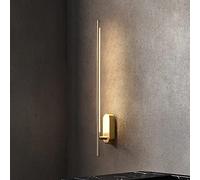 QUSYZD Modern Minimalistic Brass Wall Sconces - LED Linear Strip Light Fixture for Bedroom & Living Room, Stylish Chandelier Accent, Elegant Home Decor Lighting Solution,