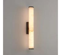 QUSYZD Natural Alabaster Marble Wall Sconce LED Vanity Lamp - Art Deco Hardwired Cylinder Lighting Fixture for Living Room, Bedroom, Hallway, Bedside, Modern Home Decor,50cm