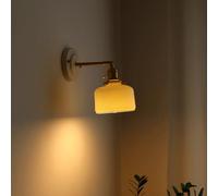 QUSYZD Nordic Ceramic Wall Sconce Adjustable Art Decor Light Brass Socket with Rotary Switch, Embossed Texture Mount Lamp for Bedroom Living Room,