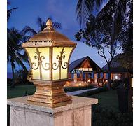 QUSYZD Outdoor IP54 Waterproof Wall Courtyard Column Light Glass Aluminium Die-Casting Bronze Pillar Lantern Creative Square Post Pole Lamp Terrace Entrance Landscape Street,