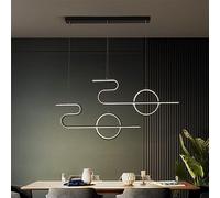 QUSYZD Pendant Light Fixture 36W Hanging Pendant Lights Nordic Dining Table Modern Dimmable LED Lamp 90cm Living Room Height Adjustable Office Kitchen Lamp for Bar Club,Black