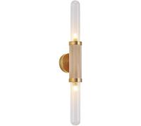 QUSYZD Post Modern 5W Clear Glass Wall Light - Nordic Brass Tube Sconce for Living Room & Corridor, Elegant Finish, Contemporary Home Lighting Fixture,