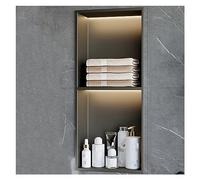 QUSYZD Shower Niche, Embedded Stainless Steel Waterproof Storage Shelf with Lights, One Piece Bath Shampoo Toiletry Pantry Decor, Easy to Install,Black-28x,Red-28x70x12.5cm/0.91x2.29x0.41ft