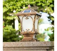 QUSYZD Solar Garden Light Waterproof Table Lamp Lawn Post Light Fixture Led Solar with Dock Mount Square Fence Outdoor Column Lamp Exterior Post Light Fixture Fence Pillar Lamp,9.8 * 18.5in