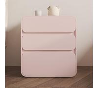 QUSYZD Solid Wood Modern White Leather Nightstand with 3 Drawers Stylish Bedside Table for Simple Bedroom Decor Floor Standing Storage Cabinet,Pink-45x40x56CM/17.7x15.7x22IN