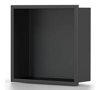 QUSYZD Stainless Steel Bathroom Niche, One-Piece Metal Storage Rack, Embedded Television Partition Wall Cabinets for Living Room Bedroom, Easy to Install,Red-32x3,Black-32x32x12.5cm/1.04x1.04x0.41ft