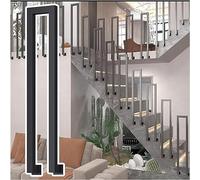 QUSYZD Stair Railing Stair Spindle Black Square Metal Balusters Hand Rails for Outdoor Steps Side Walls Complete Kit for Balconies Hallways,U Shape-2 Pcs-110cm/43.3 in