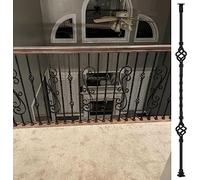 QUSYZD Stair Railing Stair Spindle Black Wrought Iron Railing Posts for Deck/Porch/Balcony, Square Balustrade Spindle 1/4/5/8/10/15/20/25/30/40/50 Pack for Balconies Hallwa,C-10Pack