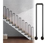 QUSYZD Stair Railing Stair Spindle U-Shaped Handrail Side Mount, Industrial Wrought Iron Railing for Indoor Stair/Outdoor Steps, Safety Non-Slip Support Bar for Balconies,Black-110cm/43.3 in