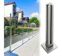 QUSYZD Stair Railing Staircase Baluster Floor-Mounted Glass Balustrade Clamps 8-12mm - Tempered Glass Railing System for Indoor/Outdoor Use for Balconies Hallways,Corner Post-Height 60cm/23.6in