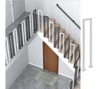 QUSYZD Stair Railing Staircase Baluster U Shaped Attic Guardrail Spindles, Black Iron Stairs Handrail for Porch Deck, Indoor Outdoor Steps for Balconies Hallways,White-100cm/39.3 in