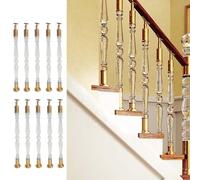 QUSYZD Stair Spindles Staircase Acrylic Balusters Post, Round Clear Guardrail Pole Floor Mount, Indoor Stair Railing Spindles, Outside Step Deck Balustrades Kit,3 Pcs 85cm,10 Pcs-90cm(35 3/8