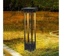 QUSYZD Strong Outdoor Solar Post Caps Light Pathway Lights with 3000K Post Pole Lamp Modern Black Square Lawn Floor Lamp Outside Waterproof Bollard Column Light for Pool Yard,