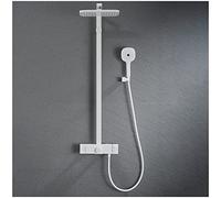 QUSYZD Thermostatic Shower System Set with Shower Head Shower Faucet Set Wall Mounted Shower Combo Set Single Handle Rainfall Shower Set with Handheld Shower, Waterfall Tub,White