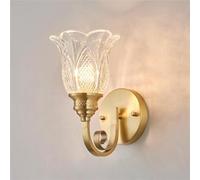 QUSYZD Wall Sconce, Mid Century Modern Wall Sconce with Flower Glass Lampshade, Brass Art Deco Wall Mounted Light Fixture for Living Room, Bedroom, Hallway, Indoor Wall Lighti,