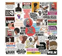 QUTA Black Rights & Equality Stickers, 50pcs, Waterproof Vinyl, Street Art Style, Perfect for Walls, Laptops, Bottles & More, Black