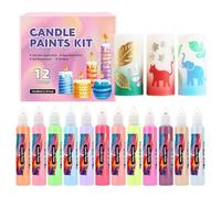 Qutalmi Candle Pens, 12 Bright Colours Wax Crayons Set, Writing Sign Decoration Set for Celebrations, Parties, Crafts, on Glass, Carry Bags, Cotton Fabric, Adults