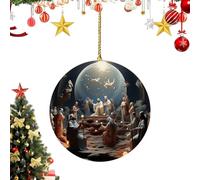Qutalmi Christian Christmas Ornaments, 2D Acrylic Religious Pendant, Jesus Christ Jewellery for the Christmas Tree, for Home, Garden, Tree, Holidays, Bookshelf, Car Interior, Door Handle and Branches