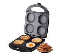 QUTBAG 1600W Electric Pancake Maker, 4 Hole Tabletop Crepe Maker with Auto Temperature Control, Double-sided Heating Griddle Make Crepe Burger Flatbread Omelette