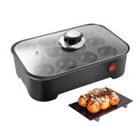 QUTBAG Electric Takoyaki Maker, 12 Holes Takoyaki Pan with Cover, Mini Octopus Ball Maker, Multi-Function Breakfast Machine for Making Pancake Balls, Puffs, Takoyaki black